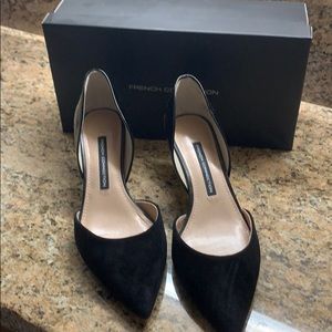 French Connection black suede heels